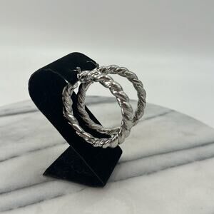 NWOT silver twisted large hoops
